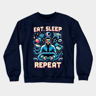 EAT SLEEP GAME REPEAT in futurustic style Crewneck Sweatshirt